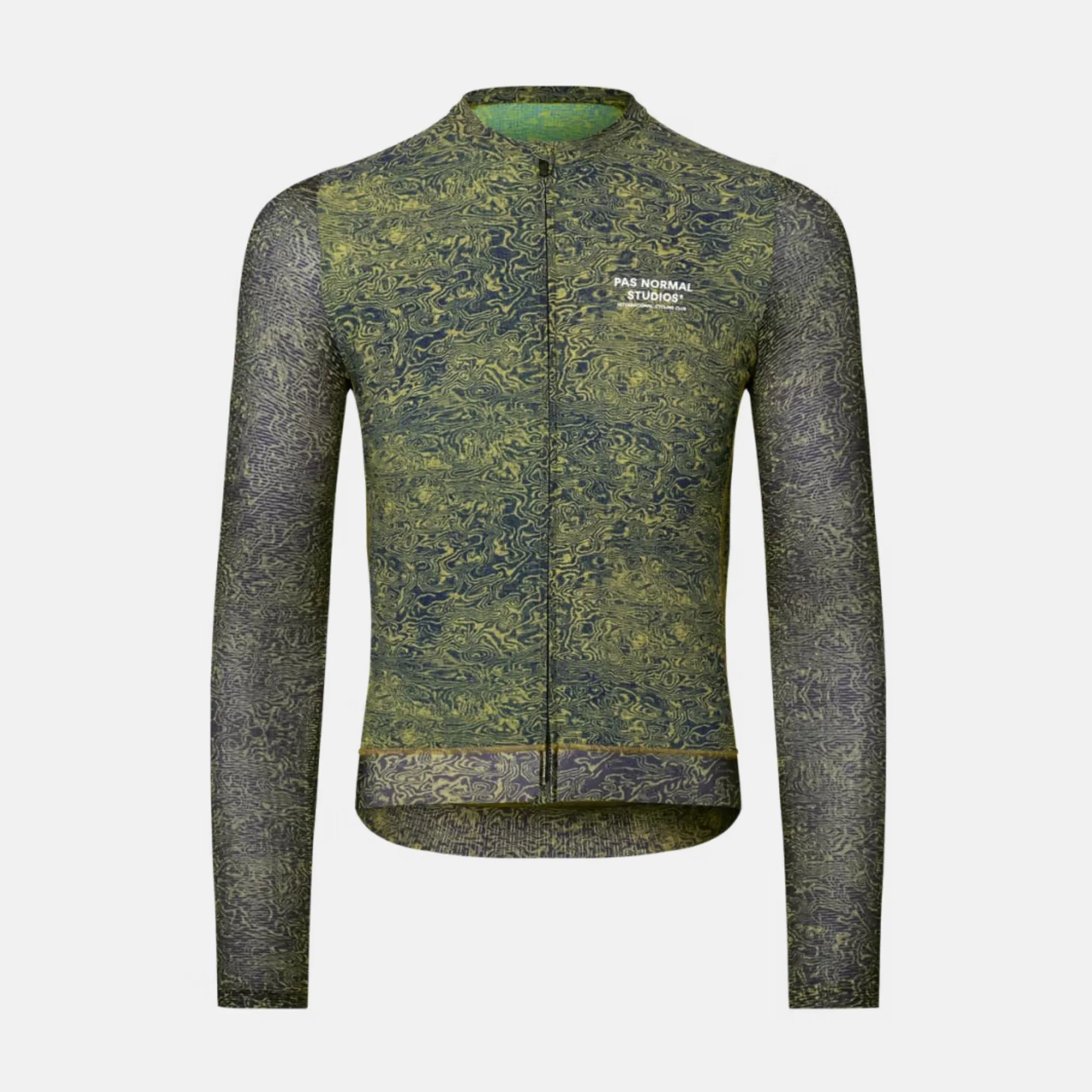 Майка Pas Normal Studios Essential Light Long Sleeve Jersey AOP Grain Dark Lime